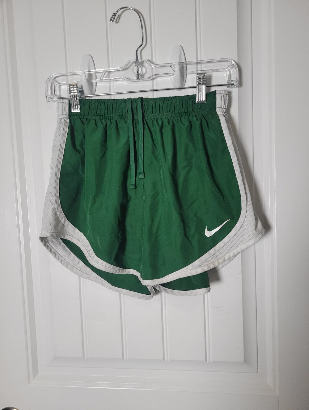 Nike Green Athletic Running Shorts with White Trim.Size S